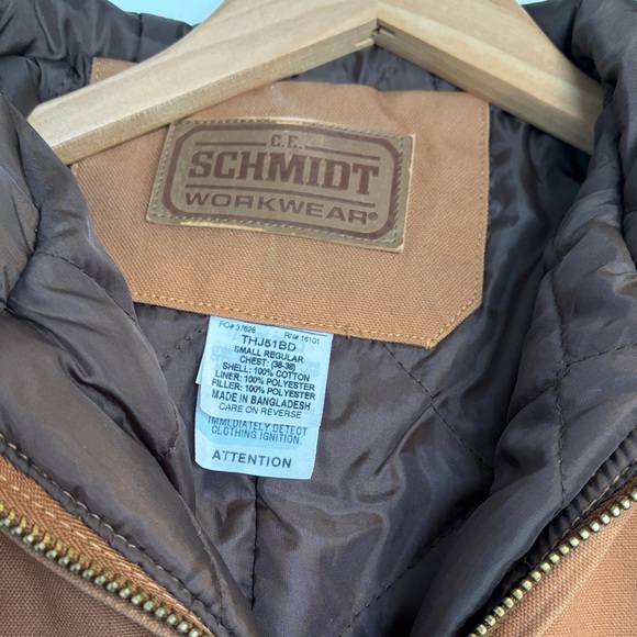 Men's Hooded Schmidt Work Jacket - Brown Size Small - Picture 2 of 11